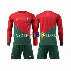 Camisola 1º Equipamento Seleção Portuguesa World Cup 2022 Manga Comprida ,Criança