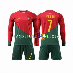 Camisola 1º Equipamento Seleção Portuguesa Ronaldo 7 World Cup 2022 Manga Comprida ,Criança