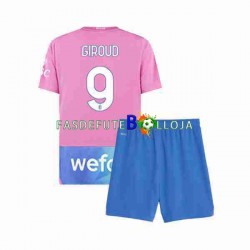 Camisola 3º Equipamento AC Milan Olivier Giroud 9 2023-2024 Manga Curta ,Criança
