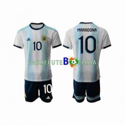 Camisola 1º Equipamento Seleção Argentina Maradona 10 2019-2020 Manga Curta ,Criança