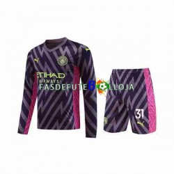 Camisola Guarda-redes 2º Equipamento Manchester City Ederson Moraes 31 2023-2024 Manga Comprida ,Criança