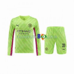 Camisola Guarda-redes 3º Equipamento Manchester City Ederson Moraes 31 2023-2024 Manga Comprida ,Criança