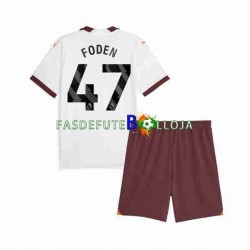 Camisola 2º Equipamento Manchester City Phil Foden 47 2023-2024 Manga Curta ,Criança