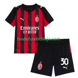 Camisola 1º Equipamento AC Milan Ardon Jashari 30 2025-2026 Manga Curta ,Criança
