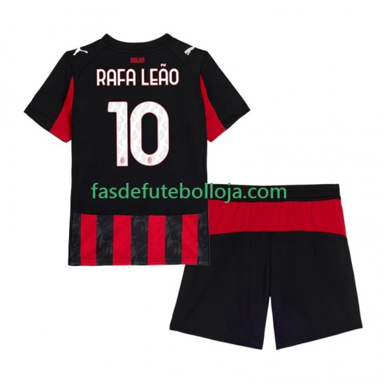 Camisola 1º Equipamento AC Milan Rafael Leao 10 2025-2026 Manga Curta ,Criança