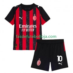Camisola 1º Equipamento AC Milan Rafael Leao 10 2025-2026 Manga Curta ,Criança