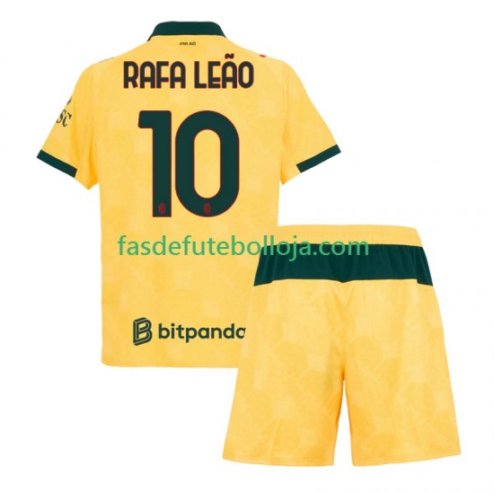 Camisola 3º Equipamento AC Milan Rafael Leao 10 2025-2026 Manga Curta ,Criança