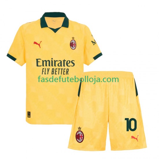 Camisola 3º Equipamento AC Milan Rafael Leao 10 2025-2026 Manga Curta ,Criança