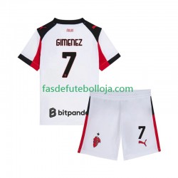 Camisola 2º Equipamento AC Milan Santiago Gimenez 7 2025-2026 Manga Curta ,Criança