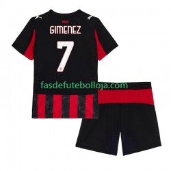 Camisola 1º Equipamento AC Milan Santiago Gimenez 7 2025-2026 Manga Curta ,Criança