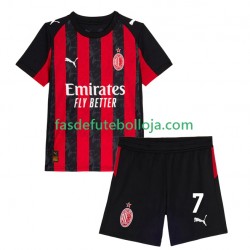 Camisola 1º Equipamento AC Milan Santiago Gimenez 7 2025-2026 Manga Curta ,Criança