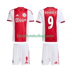 Camisola 1º Equipamento AFC Ajax Brian Brobbey 9 2025-2026 Manga Curta ,Criança