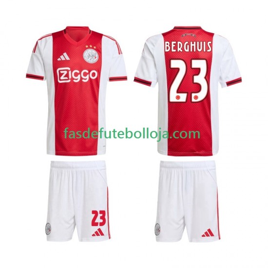 Camisola 1º Equipamento AFC Ajax Steven Berghuis 23 2025-2026 Manga Curta ,Criança
