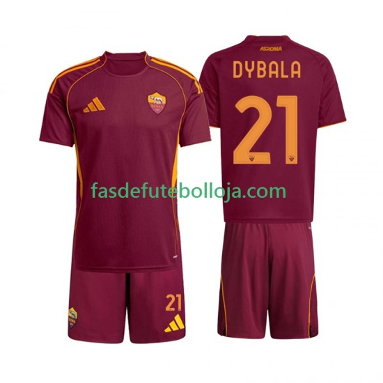Camisola 1º Equipamento AS Roma Dybala 21 2025-2026 Manga Curta ,Criança