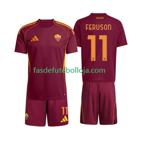 Camisola 1º Equipamento AS Roma Evan Ferguson 11 2025-2026 Manga Curta ,Criança