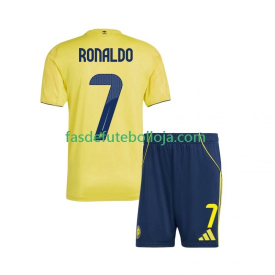Camisola 1º Equipamento Al Nassr Cristiano Ronaldo 7 2025-2026 Manga Curta ,Criança