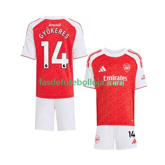 Camisola 1º Equipamento Arsenal Viktor Gyokeres 14 2025-2026 Manga Curta ,Criança