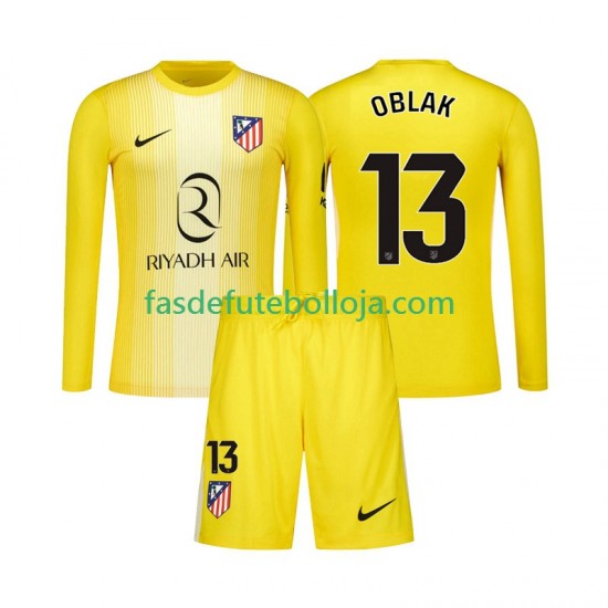 Camisola Guarda-redes 1º Equipamento Atlético Madrid Jan Oblak 13 2025-2026 Manga Comprida ,Criança