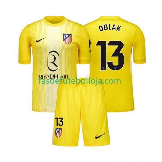 Camisola Guarda-redes 1º Equipamento Atlético Madrid Jan Oblak 13 2025-2026 Manga Curta ,Criança