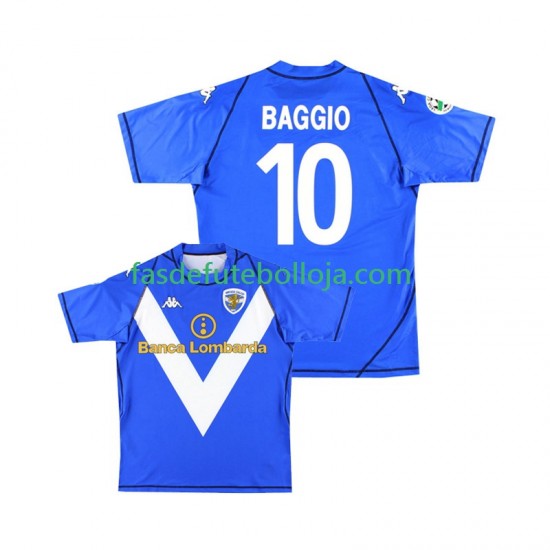 Camisola 1º Equipamento Brescia Calcio Baggio 10 2003 2004 Manga Curta Retro ,Homem