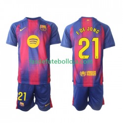 Camisola 1º Equipamento FC Barcelona Frenkie de Jong 21 2025-2026 Manga Curta ,Criança