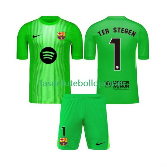 Camisola Guarda-redes 1º Equipamento FC Barcelona Ter Stegen 1 2025-2026 Manga Curta ,Criança