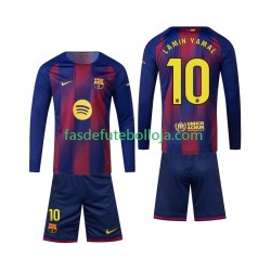 Camisola 1º Equipamento FC Barcelona Lamine Yamal 10 2025-2026 Manga Comprida ,Criança