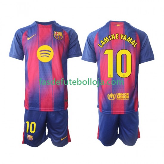 Camisola 1º Equipamento FC Barcelona Lamine Yamal 10 2025-2026 Manga Curta ,Criança