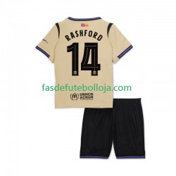 Camisola 2º Equipamento FC Barcelona Marcus Rashford 14 UCL 2025-2026 Manga Curta ,Criança