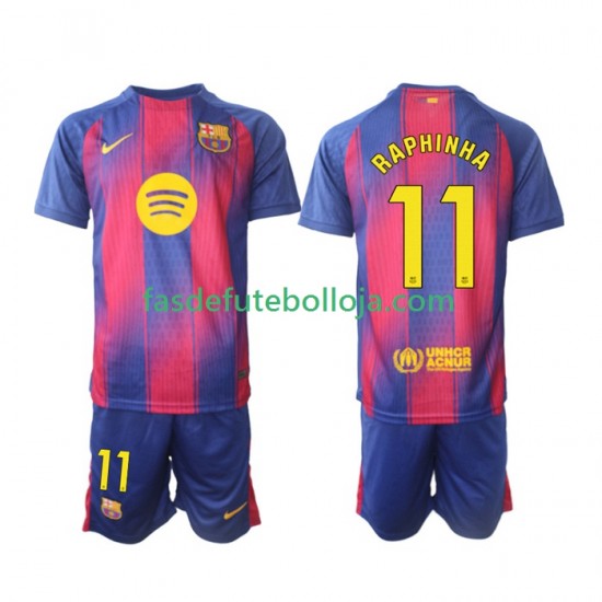 Camisola 1º Equipamento FC Barcelona Raphinha 11 2025-2026 Manga Curta ,Criança