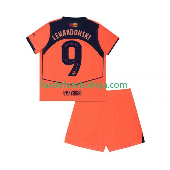 Camisola 3º Equipamento FC Barcelona Robert Lewandowski 9 UCL 2025-2026 Manga Curta ,Criança