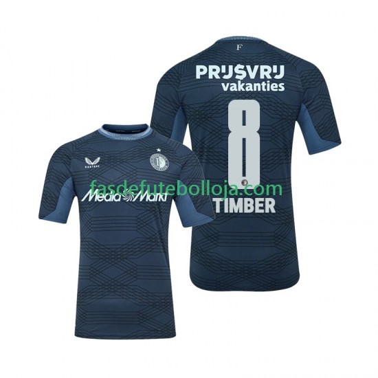 Camisola 2º Equipamento Feyenoord Rotterdam Quinten Timber 8 2025-2026 Manga Curta ,Homem