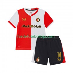 Camisola 1º Equipamento Feyenoord Rotterdam Sem Steijn 14 2025-2026 Manga Curta ,Criança