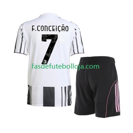 Camisola 1º Equipamento Juventus Francisco Conceicao 7 2025-2026 Manga Curta ,Criança