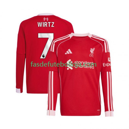 Camisola 1º Equipamento Liverpool Florian Wirtz 7 2025-2026 Manga Comprida ,Homem