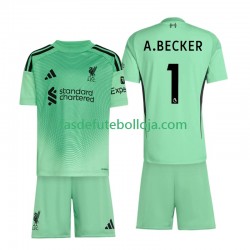 Camisola Guarda-redes 1º Equipamento Liverpool Alisson Becker 1 2025-2026 Manga Curta ,Criança