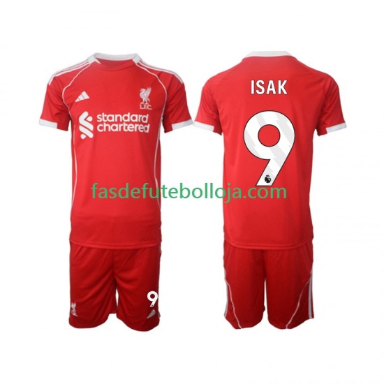 Camisola 1º Equipamento Liverpool ISAK 9 2025-2026 Manga Curta ,Criança