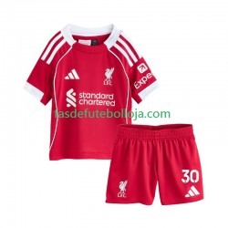 Camisola 1º Equipamento Liverpool Jeremie Frimpong 30 2025-2026 Manga Curta ,Criança