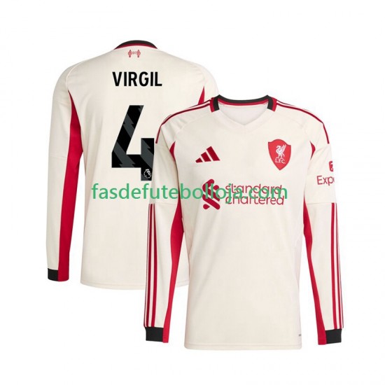 Camisola 2º Equipamento Liverpool Virgil van Dijk 4 2025-2026 Manga Comprida ,Homem