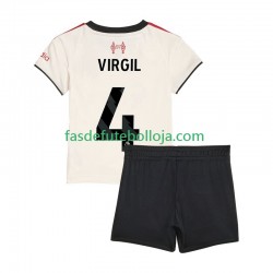 Camisola 2º Equipamento Liverpool Virgil van Dijk 4 2025-2026 Manga Curta ,Criança