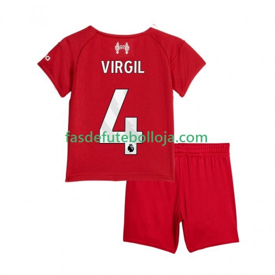 Camisola 1º Equipamento Liverpool Virgil van Dijk 4 2025-2026 Manga Curta ,Criança