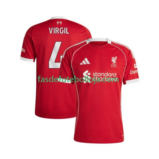 Camisola 1º Equipamento Liverpool Virgil van Dijk 4 2025-2026 Manga Curta ,Homem