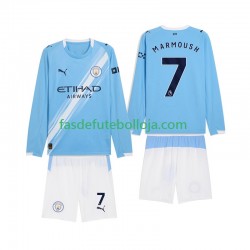 Camisola 1º Equipamento Manchester City Omar Marmoush 7 2025-2026 Manga Comprida ,Criança