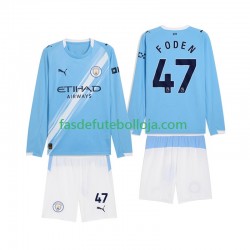 Camisola 1º Equipamento Manchester City Phil Foden 47 2025-2026 Manga Comprida ,Criança