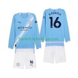Camisola 1º Equipamento Manchester City Rodrigo Hernandez 16 2025-2026 Manga Comprida ,Criança