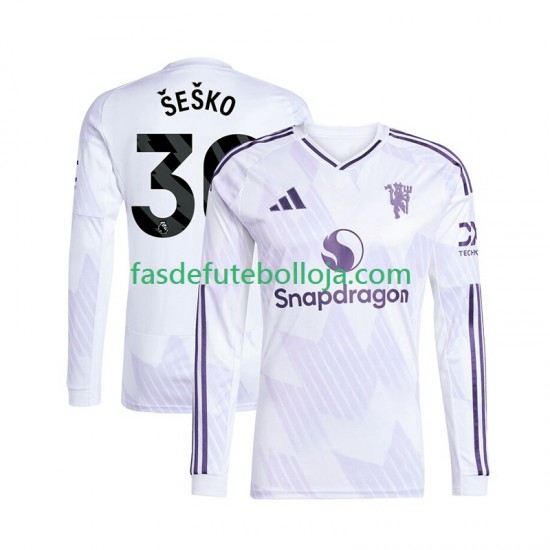 Camisola 2º Equipamento Manchester United Benjamin Sesko 30 2025-2026 Manga Comprida ,Homem
