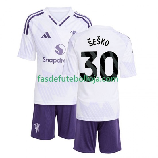 Camisola 2º Equipamento Manchester United Benjamin Sesko 30 2025-2026 Manga Curta ,Criança