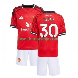 Camisola 1º Equipamento Manchester United Benjamin Sesko 30 2025-2026 Manga Curta ,Criança