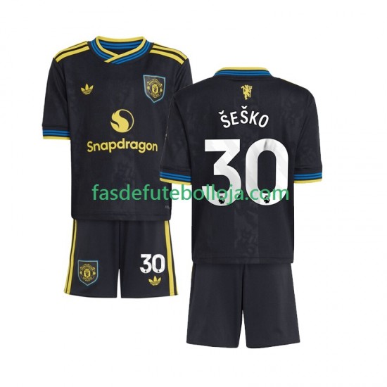 Camisola 3º Equipamento Manchester United Benjamin Sesko 30 2025-2026 Manga Curta ,Criança