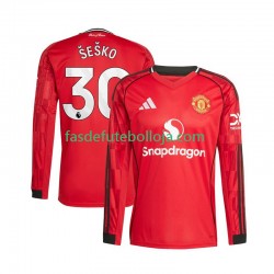 Camisola 1º Equipamento Manchester United Benjamin Sesko 30 2025-2026 Manga Comprida ,Homem
